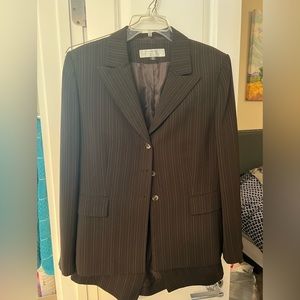 Tahari suit size 14P petite brown pinstripe